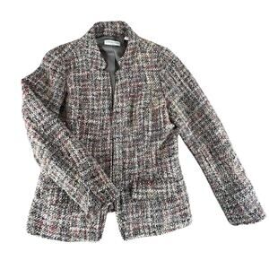 Coldwater Creek Tweed Blazer 8 | Vintage Wool Blend Notch Collar Bouclé Jacket